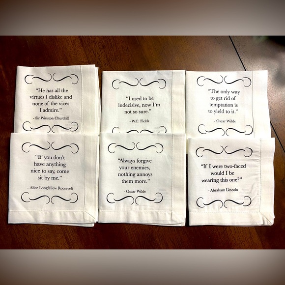 Set of 6 Cocktail Napkins - Funny Quotes by Famous People - Picture 1 of 10